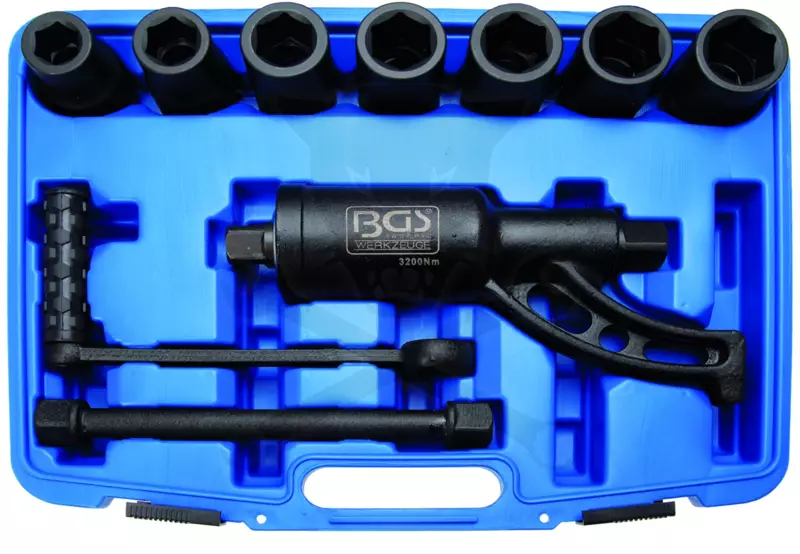 Nyomatéksokszorozó készletben 3200 Nm + 7 db 1" dugókulcs BGS