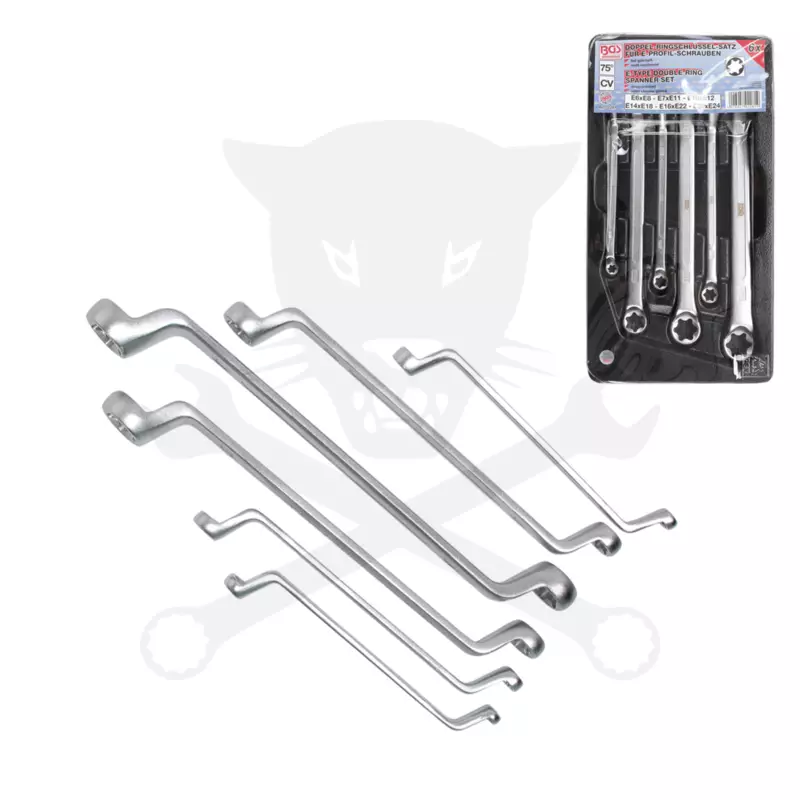 Torx csillagkulcs készlet Hajlított 6 db-os E-torx 12 méret: E6 - E24 -BGS