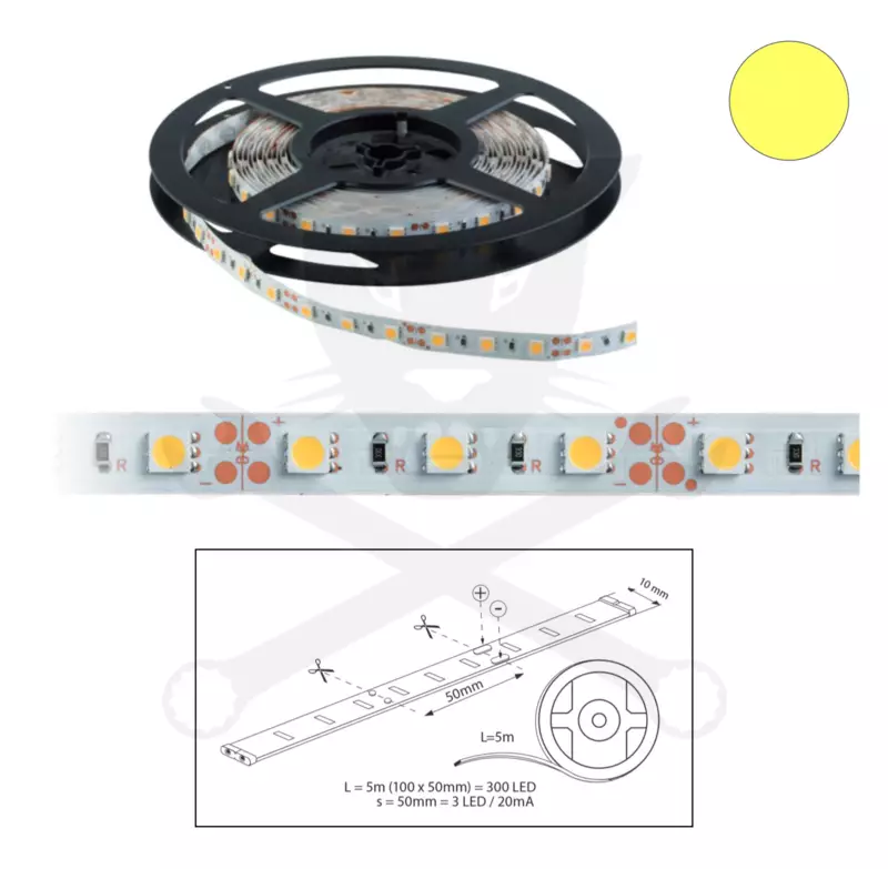 Szalag LED 5050 beltéri 60 db/m - sárga - ELMARK