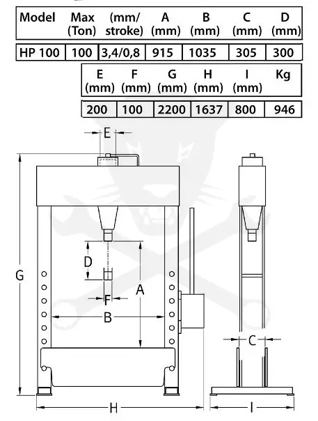 Prés100 t hidro-pneumatilus kézi-karos - gyors dugattyú - Compac HP100 G3