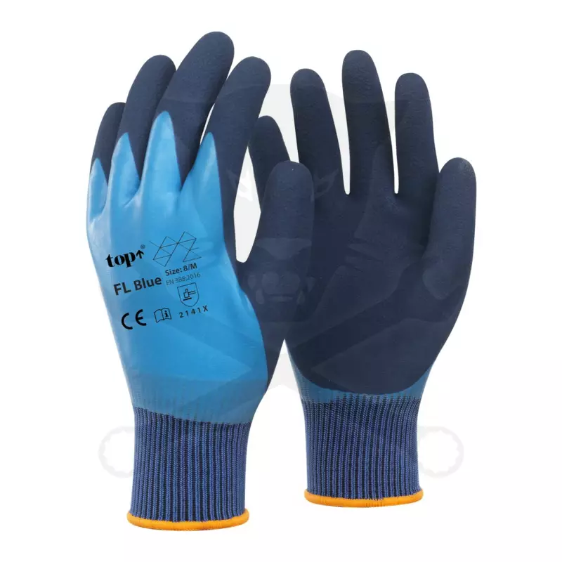 Kesztyű - szerelőkesztyű - Latex kék L-es 9-es