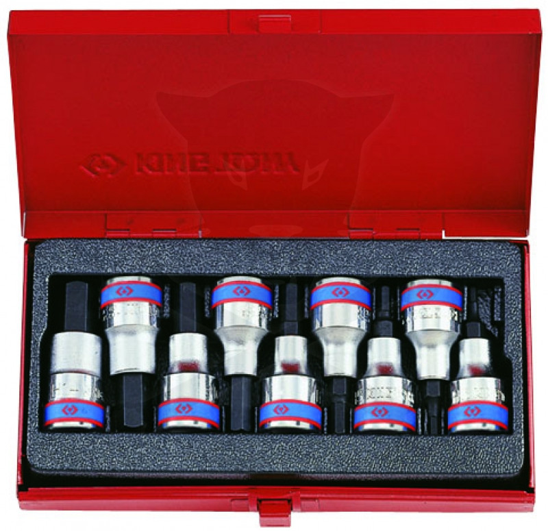 Rátűzőkulcs - crowa+bit készlet 1/2" imbusz 3-14 mm 9 db-os King T.