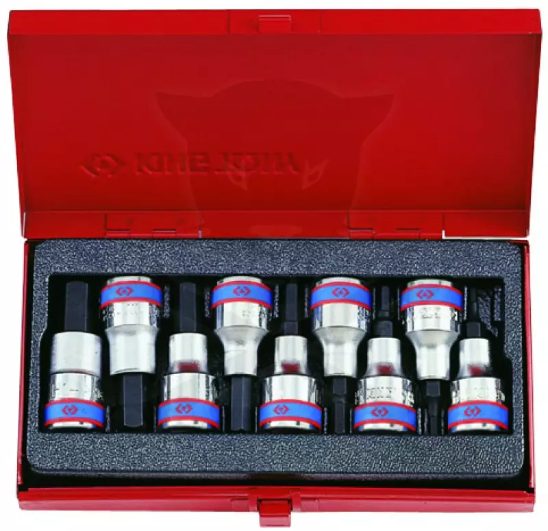 Rátűzőkulcs - crowa+bit készlet 1/2" imbusz 3-14 mm 9 db-os King T.