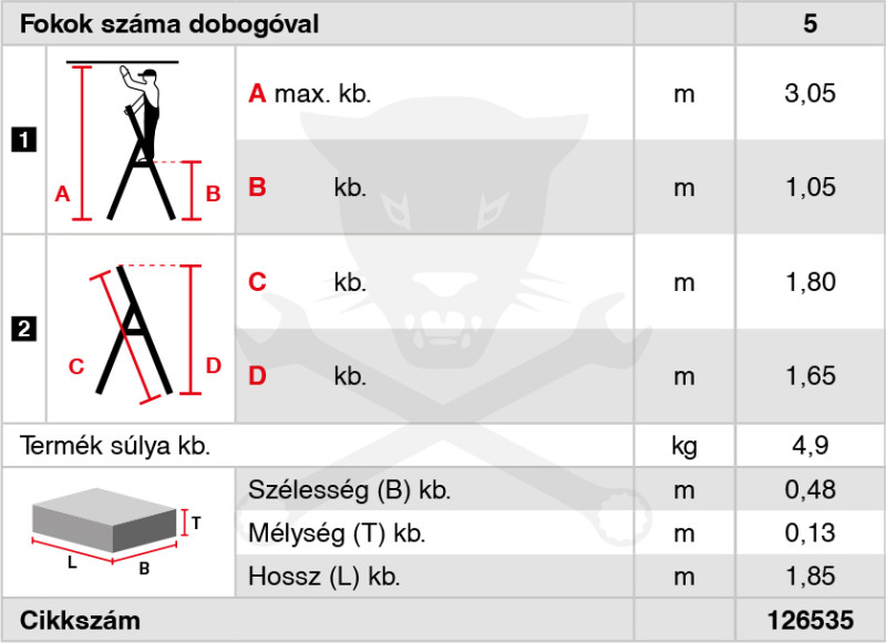 Létra ALU lépcsőfokos álló 1x 5 fokos - Krause Monto SECURY