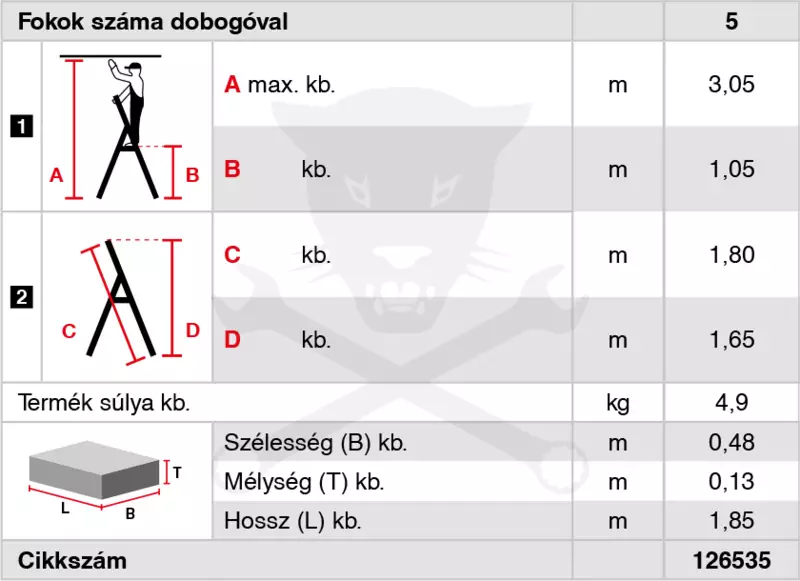 Létra ALU lépcsőfokos álló 1x 5 fokos - Krause Monto SECURY