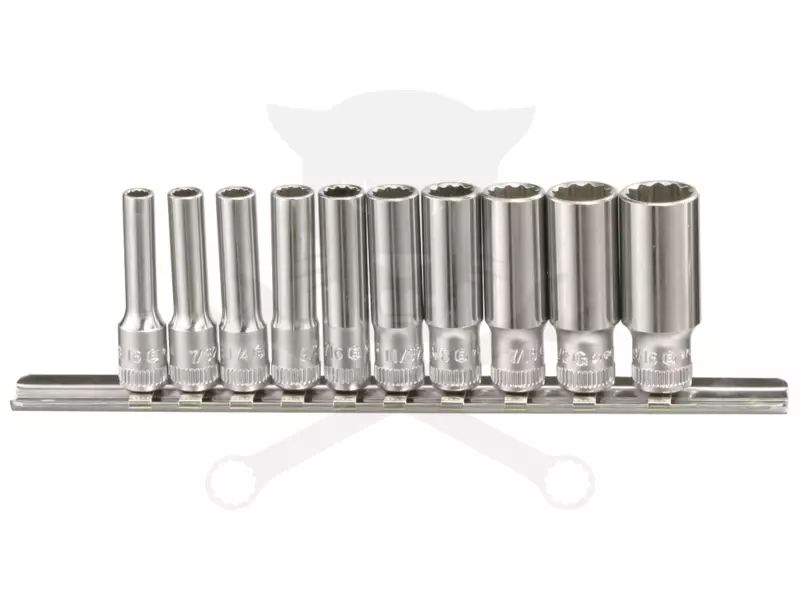 Dugókulcs - crowafej készlet 1/4" 12 szögű COLOS hosszított 10 db Genius