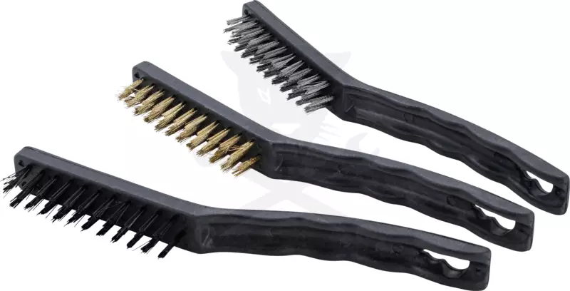 Drótkefe készlet 225 mm 3 db-os acél + réz + műanyag - Kraftmann
