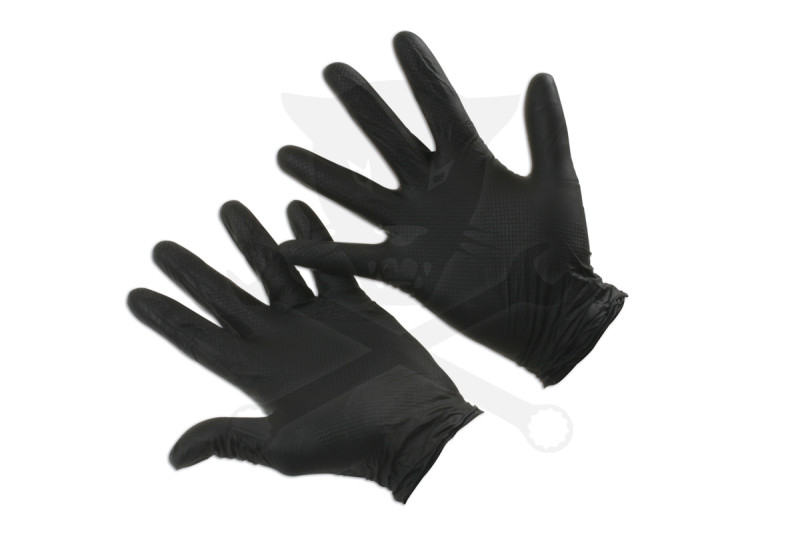 Kesztyű Grippaz 100% Nitril 8/M - dobozos 50 db-os - FEKETE