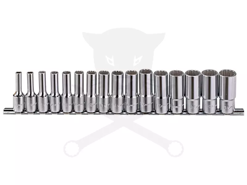 Dugókulcs - crowafej készlet 3/8" 12 szögű hosszú 6-21 mm 16 db Genius