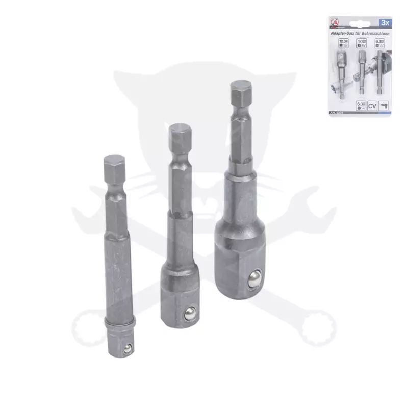 Adapter készlet fúrógéphez - csavarbehajtóhoz 1/4"-3/8"-1/2" - BGS