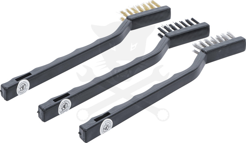 Drótkefe készlet 175 mm 3 db-os acél + réz + műanyag - Kraftmann
