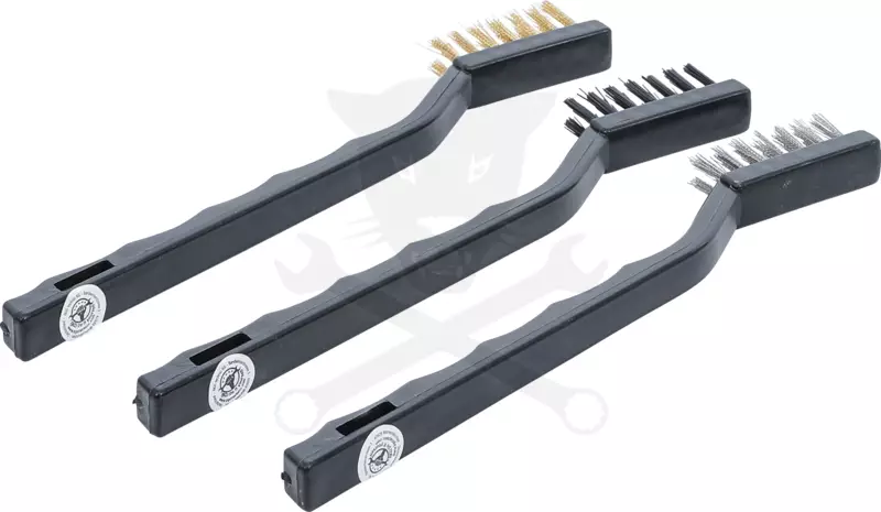 Drótkefe készlet 175 mm 3 db-os acél + réz + műanyag - Kraftmann
