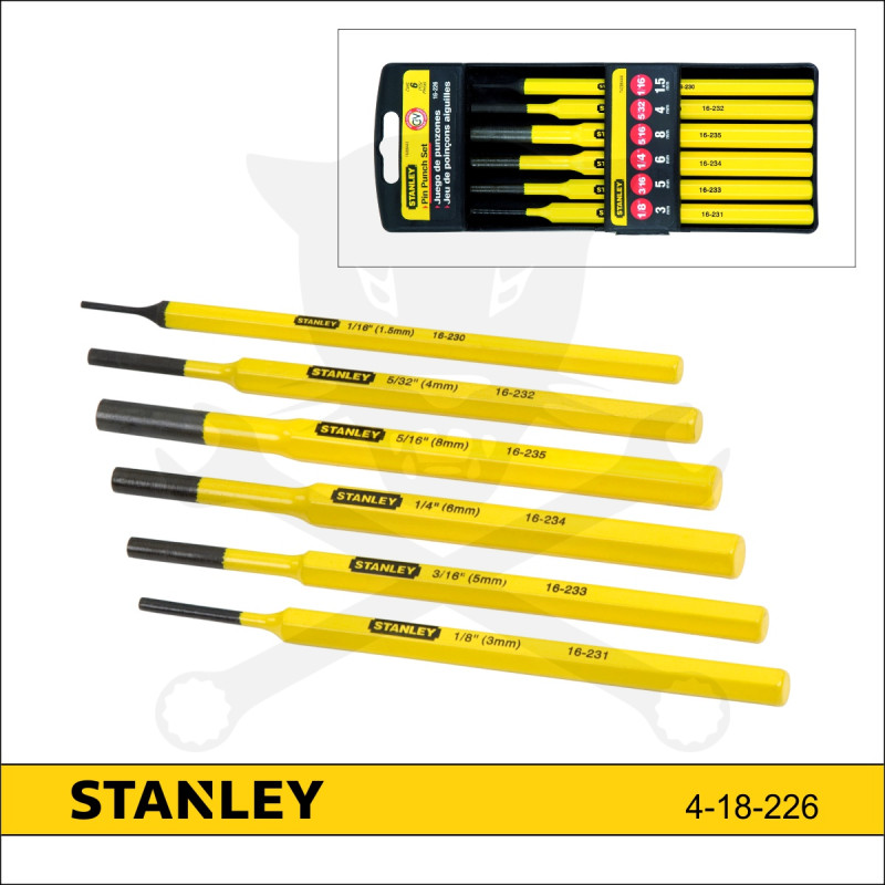 Csapkiütő készlet 6 db-os 1.5-8.0 mm Stanley