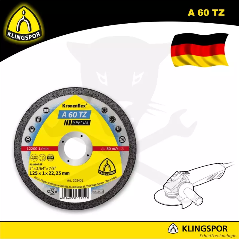 Vágókorong 125x1.0 mm A60 TZ - inox és színesfém - KLN