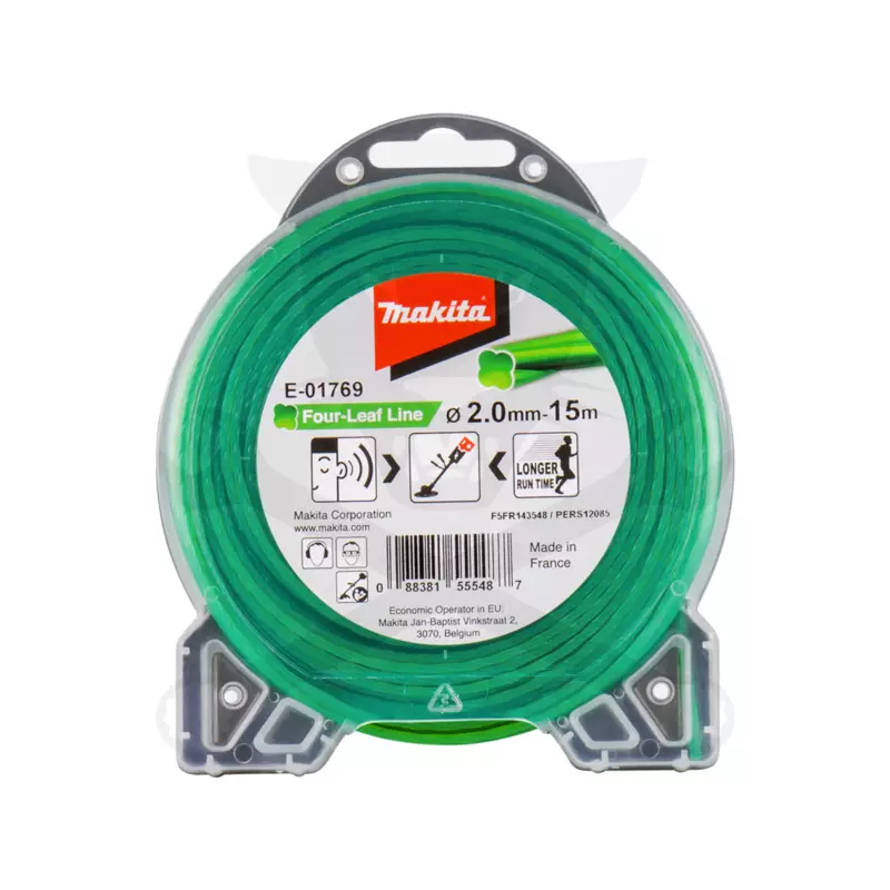Fűkasza damil 2.0 mm x 15 méter RT Négylevelű profil Zöld - Makita