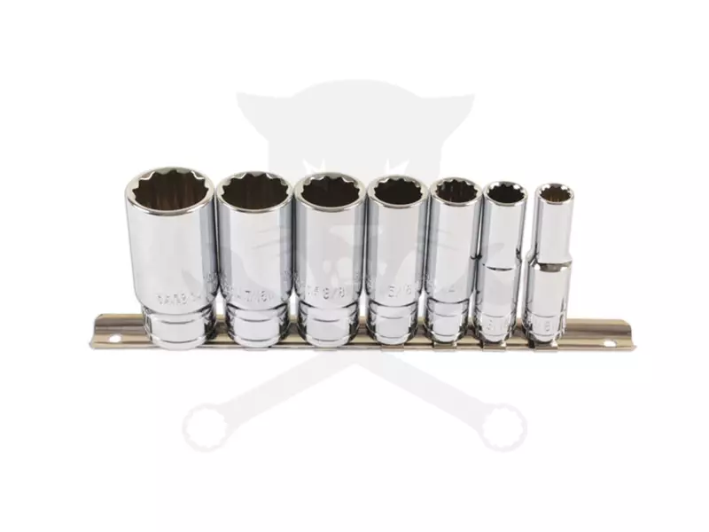 Dugókulcs - crowafej készlet 3/8" 12 szögű WHITWORTH 1/8"-1/2" - 7 db-os
