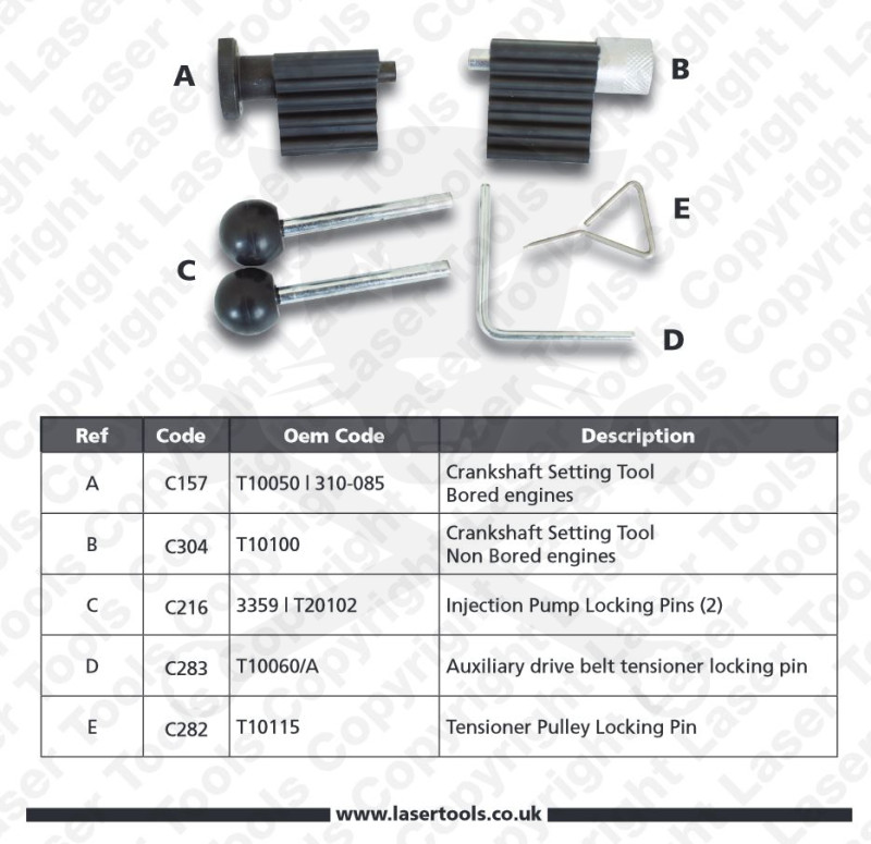 Vezérlésrögzítő készlet VW 2.0 TDI PD - DOHC - LaserTools - U.K.