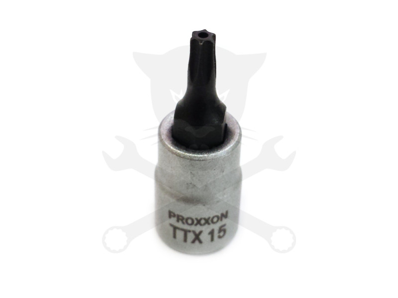 Rátűzőkulcs - crowa+bit 1/4" torx, furatos T15 Proxxon