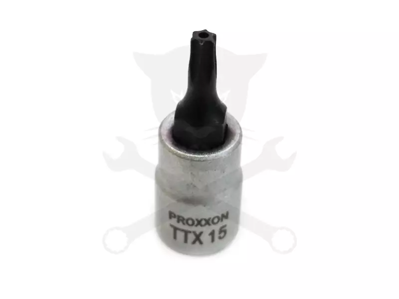 Rátűzőkulcs - crowa+bit 1/4" torx, furatos T15 Proxxon