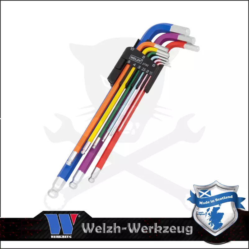 Imbuszkulcs készlet extra hosszú, gömbv. 1.5 - 10 mm - 9 r.- Welzh