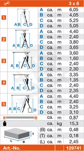 Létra ALU létrafokos sokcélú álló 3x 8 fokos - Krause Monto TRIBILO