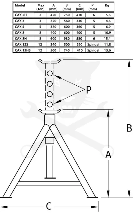 Szerelőbak 3 tonnás 320 - 560 mm - Compac - 1 darab G2
