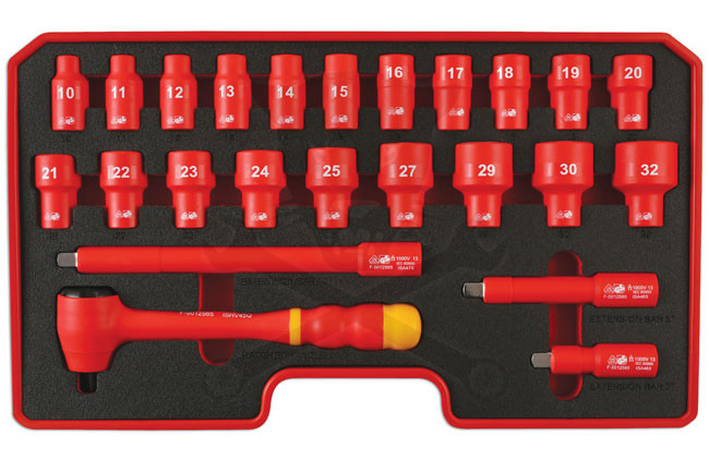 Dugókulcs készlet VDE 1000 V Szigetelt/Hibrid szerszám készlet1/2" 24 db-os