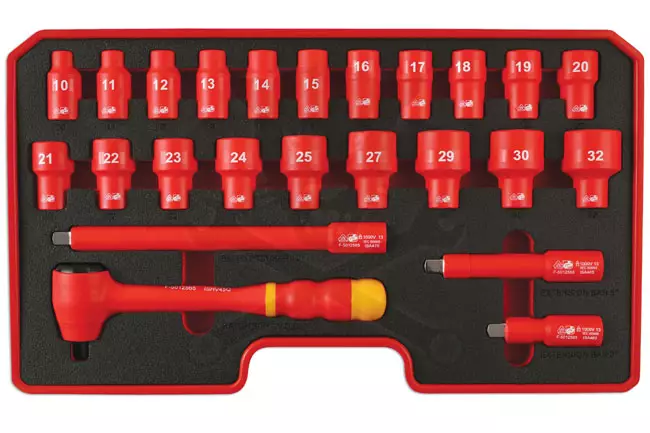 Dugókulcs készlet VDE 1000 V Szigetelt/Hibrid szerszám készlet1/2" 24 db-os