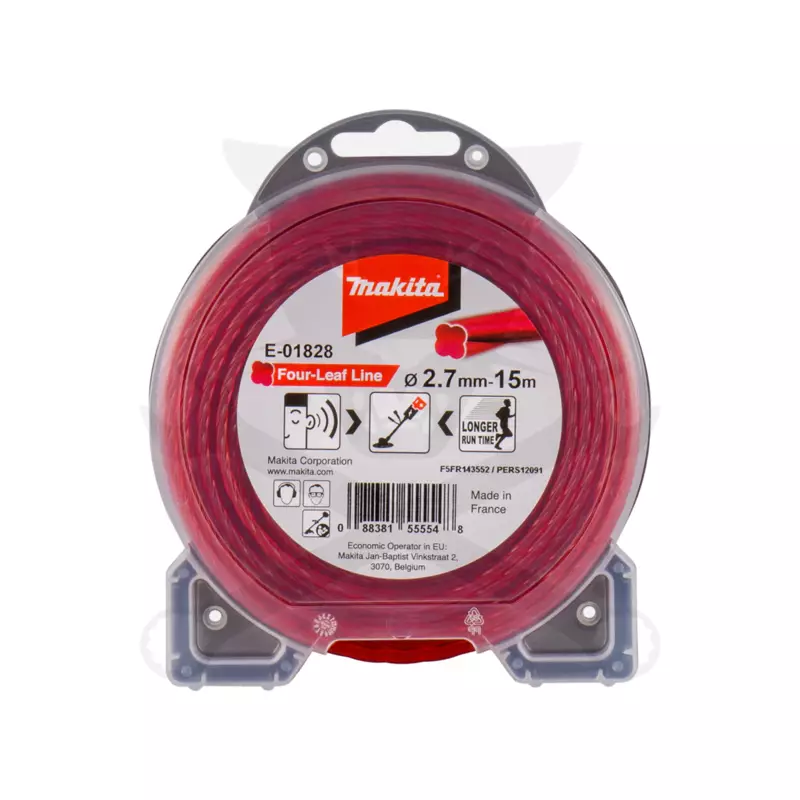 Fűkasza damil 2.7 mm x 15 méter RT Négylevelű profil Piros - Makita