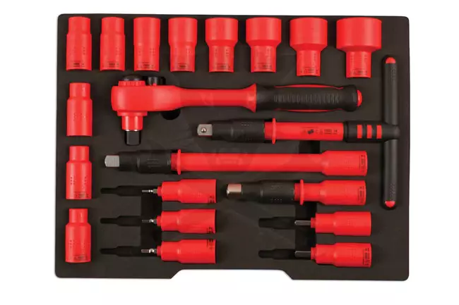 Dugókulcs készlet VDE 1000 V Szigetelt/Hibrid szerszám készlet1/2" 20 db-os
