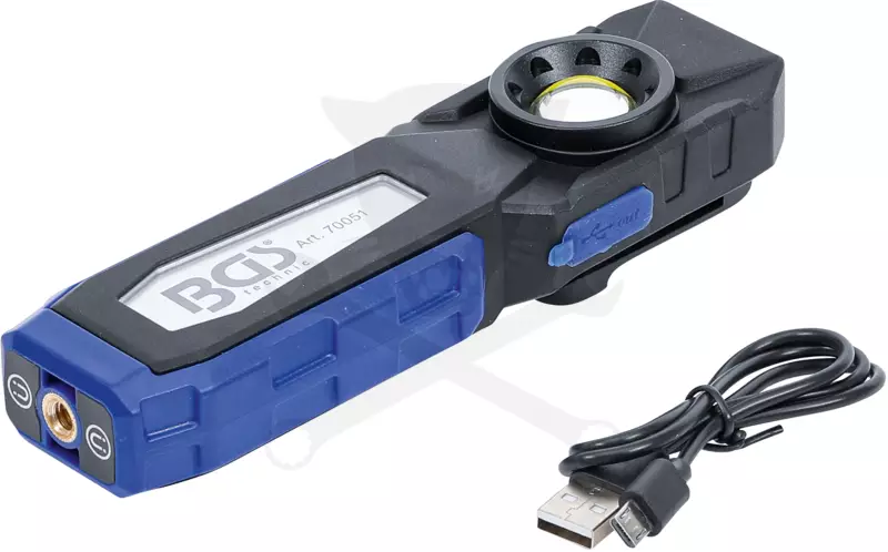 Szerelőlámpa LED 01 COB + 1 ledes dönthető akkus 10W szerelőlámpa -BGS