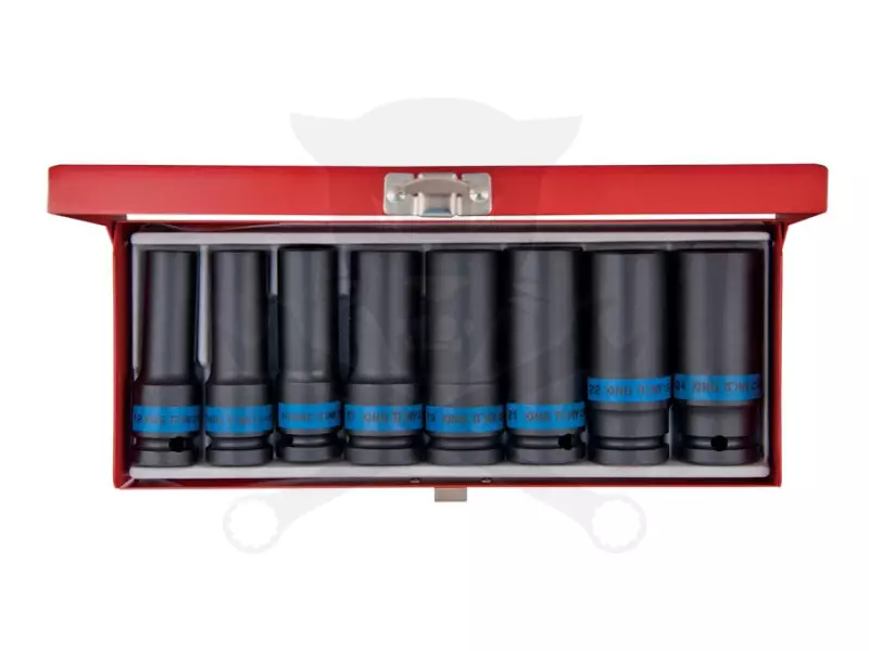 Légkulcsfej készlet 1/2" 8 db 12-24 mm metrikus hosszú KingTony
