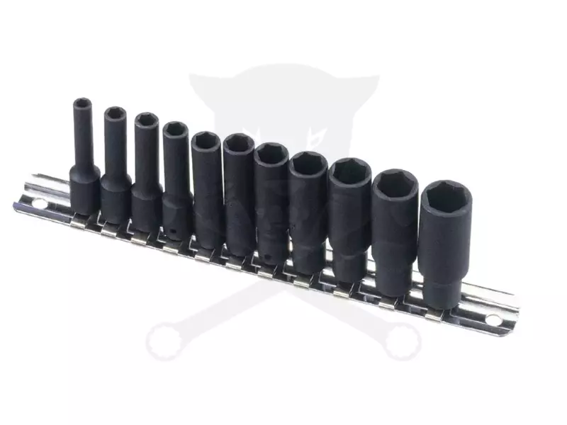 Légkulcsfej készlet 6 lapú 1/4" 11 db-os 4-13 mm metrikus hosszított