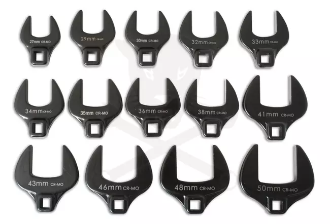 Villáskulcs adapter készlet nyitott 1/2" 14 db-os: 27-50 mm "Crowfoot"