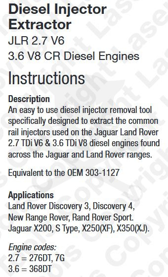 Porlasztó kiszerelő készlet Jaguar, Land/Range Rover 2.7-V6/3.6-V8 -TS20