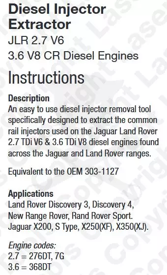 Porlasztó kiszerelő készlet Jaguar, Land/Range Rover 2.7-V6/3.6-V8 -TS20