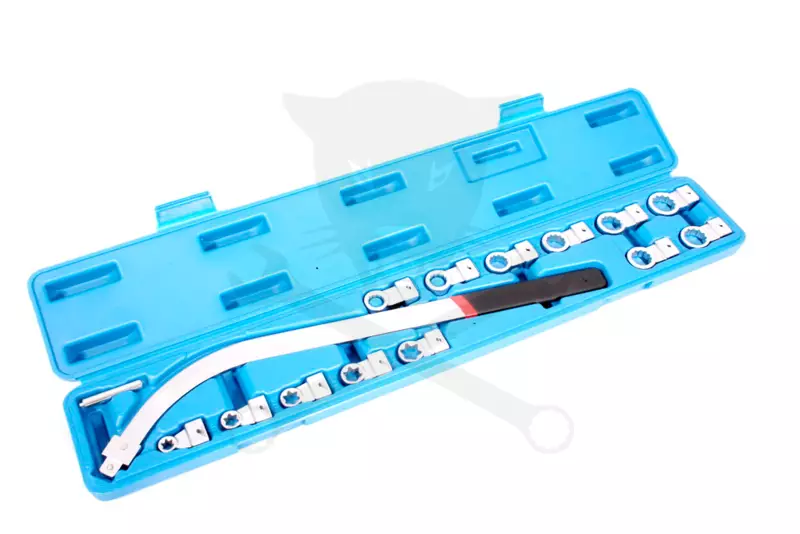 Ékszíjszerelő készlet hajlított hosszú 15 db-os 12 lapú Csillag+E-torx