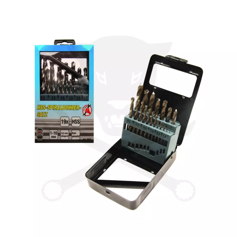 Csigafúró készlet HSS  19 db-os 1.0-10.0 mm - Kraftman