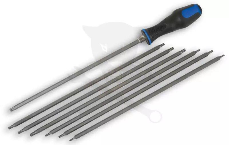 Csavarhúzó készlet extra hosszú 6 szögű Torx + 5 szögű furatos Torx 14:1