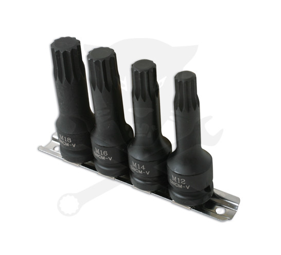 Légkulcsfej készlet 1/2" XZN (spline) M12-M18 - 4 db-os