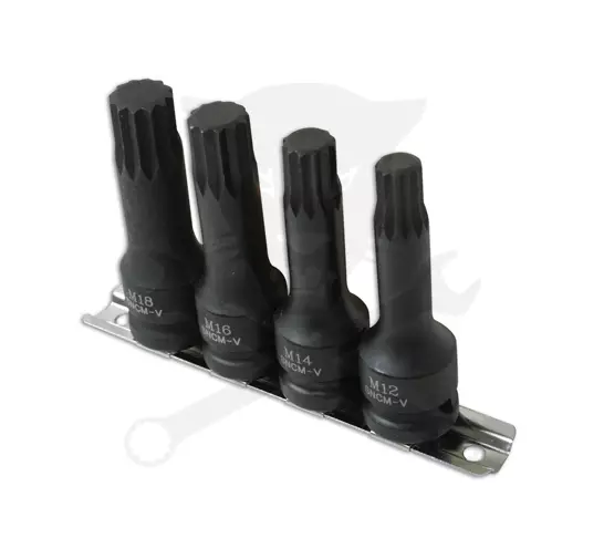 Légkulcsfej készlet 1/2" XZN (spline) M12-M18 - 4 db-os