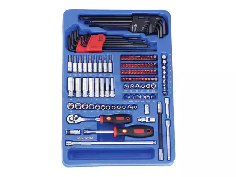 Tálcás Genius dugókulcs + bithegy készlet 1/4" 121 db-os - 1/2