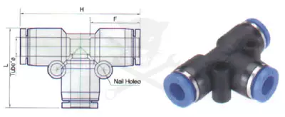 Levegős csatlakozó műanyag csőhöz, T-elágazó 10 mm
