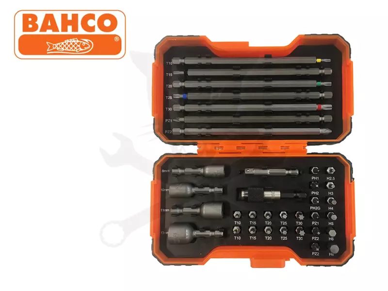 Bit készlet 1/4" 35 részes, gépi, színkódolt, ipari - BAHCO-
