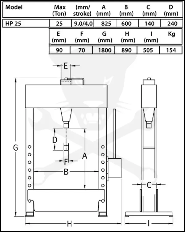Prés 25 t hidro-pneumatilus kézi-karos - gyors dugattyú - Compac HP 25 G6
