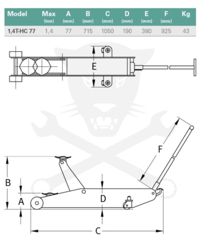 Emelő padló 1.4T krokodil - magasemelésű: 77 - 715 mm - Compac G2