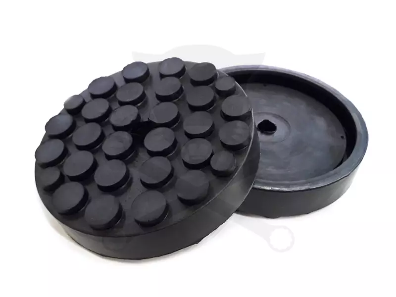 Gumipogácsa csápos emelőhöz 120/110 mm-es peremes+betét-lyukas-pötty