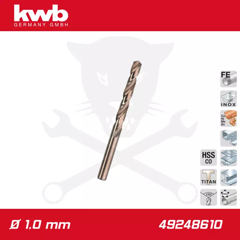 Csigafúró 1,0 mm HSS-G Co5 DIN 338 Twist, profi - KWB