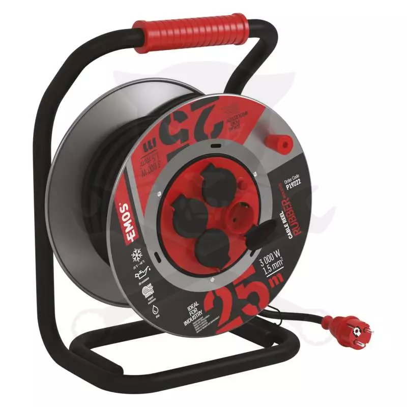 Kábeldob 25 m - IP44 gumi kábel 3 x 1.5 mm2 - W