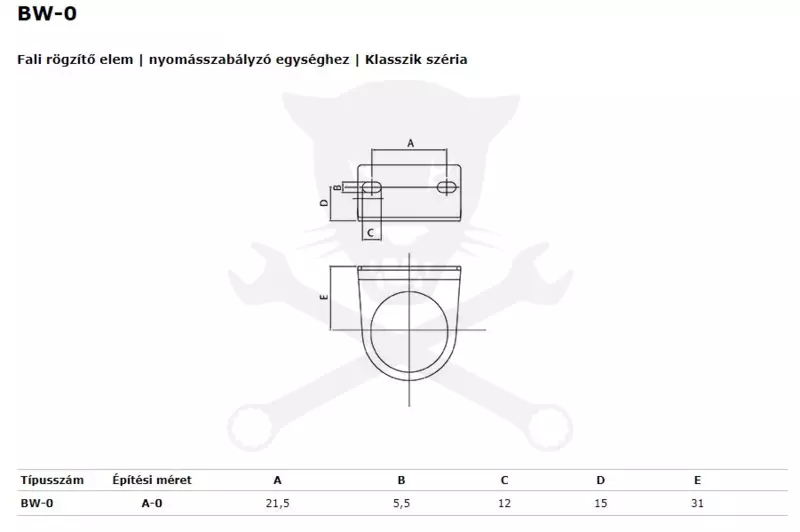 Nyomásszabályzó egységhez tartó konzol A-0 méret